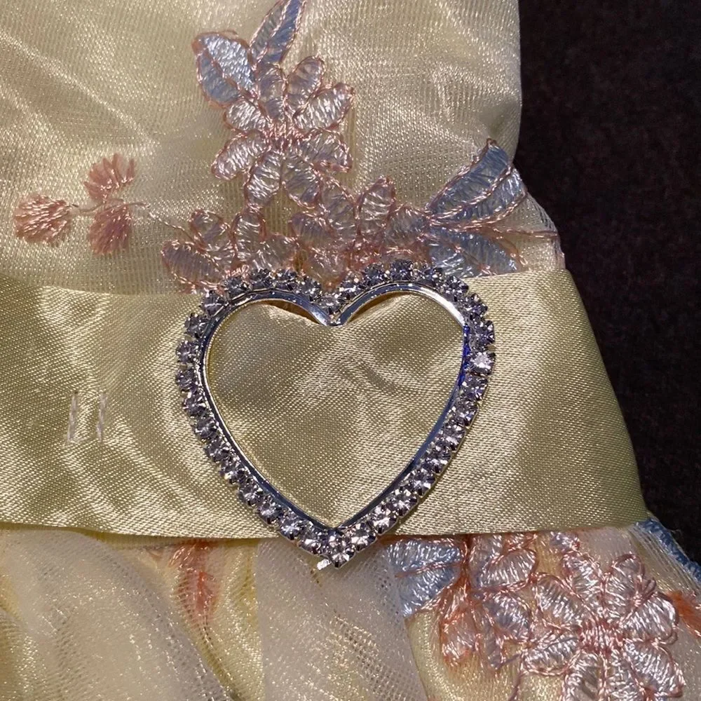 Dog Coat Yellow Dress with Bow & Sparkly Heart Size L (small dog L) NW0T